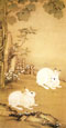 Deux lapins sous un pin parasol chinois