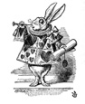 Le lapin blanc - Et un lapin souffla 3 fois dans une trompette - illustration d'Alice au pays des Merveilles de Lewis Caroll